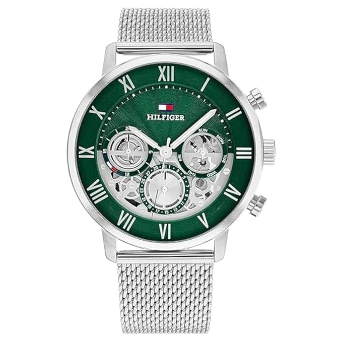 Tommy Hilfiger Quartz Multifunction Green Dial Stainless Steel Strap Casual Watch
